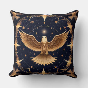 Golden Eagle with Celestial Background Cushion