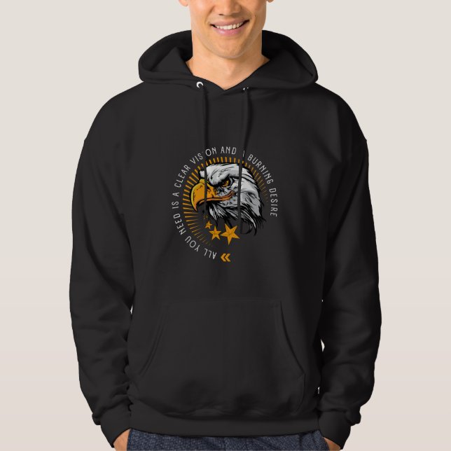 Golden Eagle with Stars and Quote Hoodie (Front)
