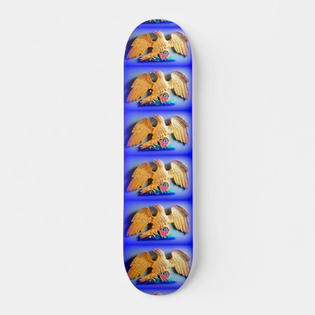 golden eagles on blue skateboard (Front)