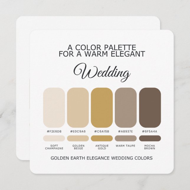 Golden Earth Wedding Color Palette Elegant Card (Front/Back)