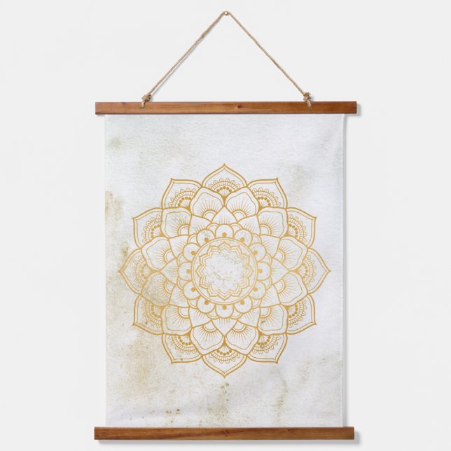 Golden Earthy Mandala  Hanging Tapestry (Front)