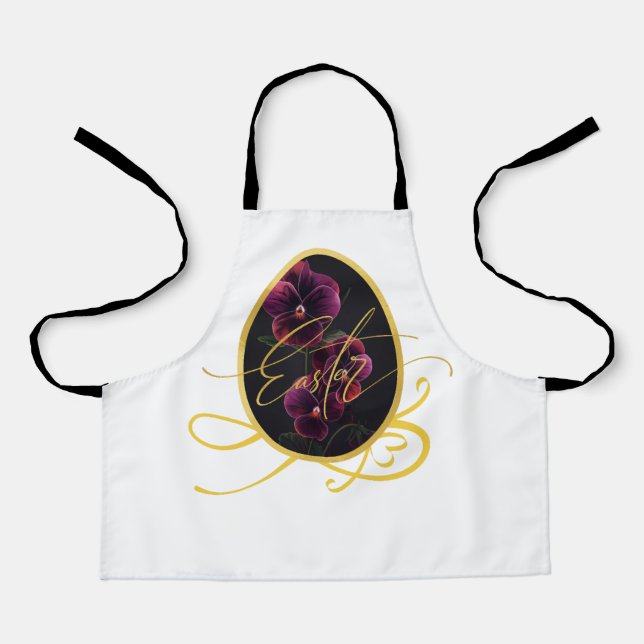 Golden Easter Egg and Elegant Iris Apron (Front)