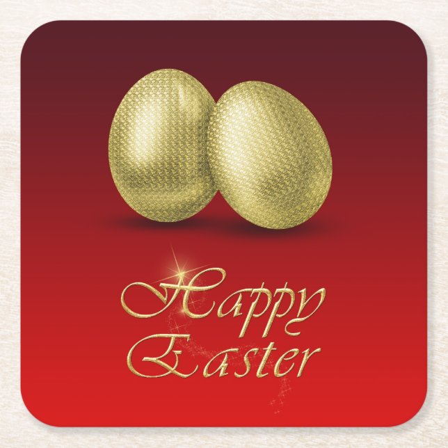 Golden Easter Eggs - Paper Coaster (Front)