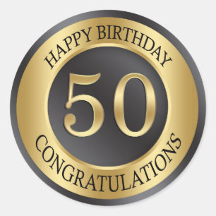 Golden effect 50th Birthday Classic Round Sticker