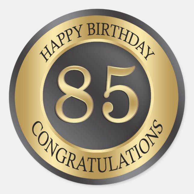Golden effect 85th Birthday Classic Round Sticker (Front)