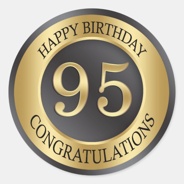 Golden effect 95th Birthday Classic Round Sticker (Front)