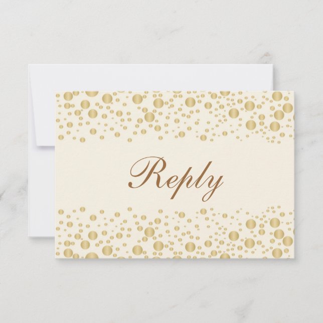 Golden effect confetti on cream RSVP (Front)