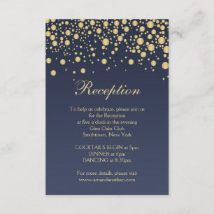 Golden effect confetti Reception Card