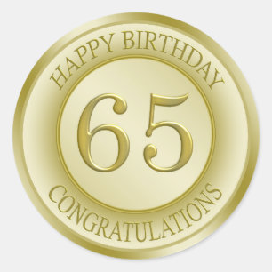 Golden effect Happy 65th Birthday Sticker
