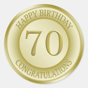 Golden effect Happy 70th Birthday Sticker