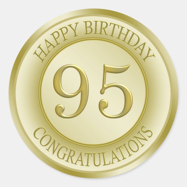 Golden effect Happy 95th Birthday Sticker (Front)