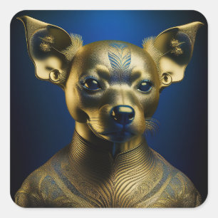 Golden Egyptian Chihuahua Guard Square Sticker