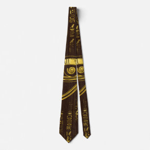 Golden Egyptian Eye of Horus and hieroglyphics Tie