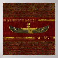 Golden Egyptian God Ornament on red leather