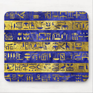 Golden Egyptian  hieroglyphs pattern Mouse Mat