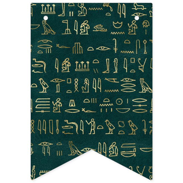 Golden Egyptian Hieroglyphs Typography Egypt Bunting (First Flag)