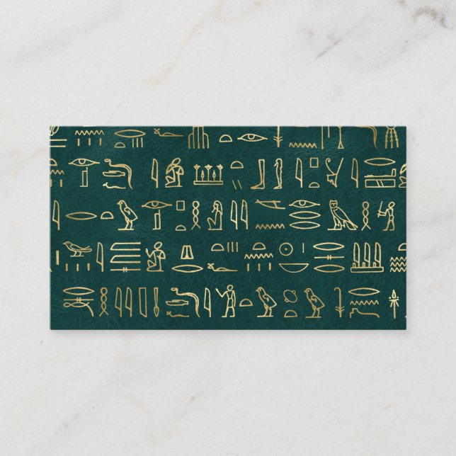 Golden Egyptian Hieroglyphs Typography Egypt Business Card (Front)