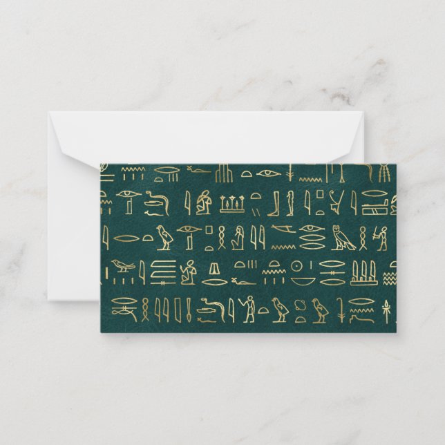 Golden Egyptian Hieroglyphs Typography Egypt Card (Front)
