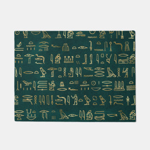 Golden Egyptian Hieroglyphs Typography Egypt Doormat