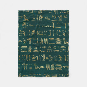 Golden Egyptian Hieroglyphs Typography Egypt Fleece Blanket