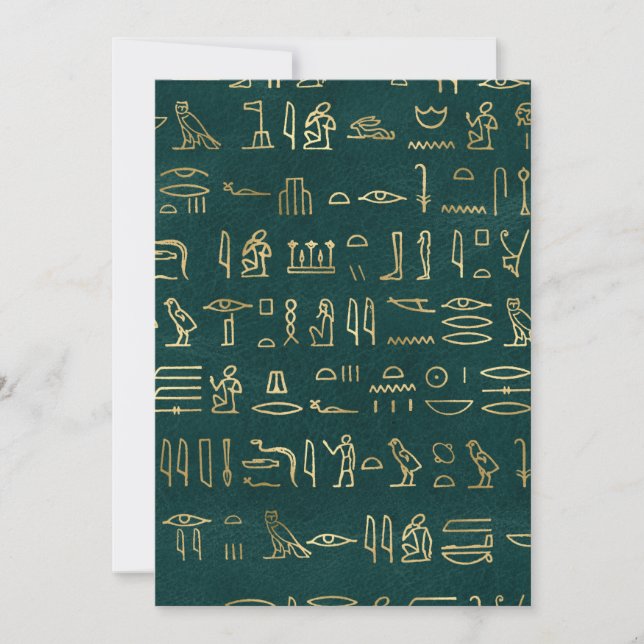 Golden Egyptian Hieroglyphs Typography Egypt Invitation (Front)