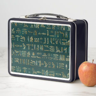 Golden Egyptian Hieroglyphs Typography Egypt Metal Lunch Box