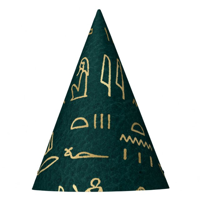 Golden Egyptian Hieroglyphs Typography Egypt Party Hat (Front)