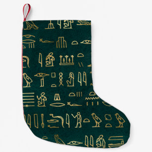 Golden Egyptian Hieroglyphs Typography Egypt Small Christmas Stocking