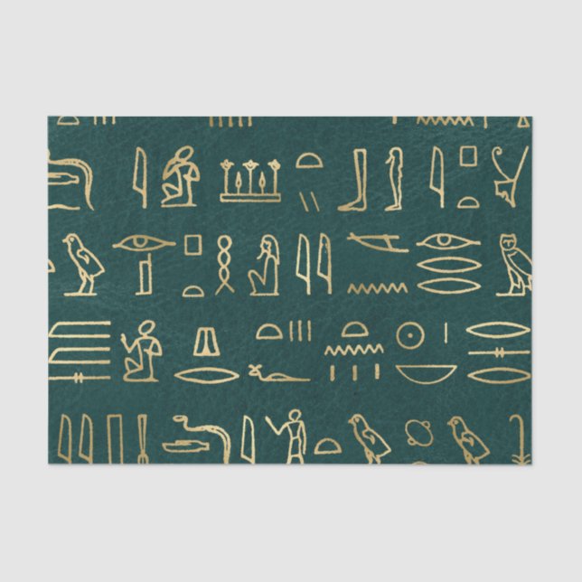 Golden Egyptian Hieroglyphs Typography Egypt Tissue Paper (Front)
