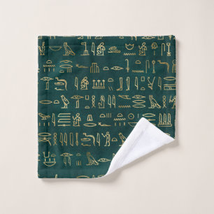 Golden Egyptian Hieroglyphs Typography Egypt Wash Cloth