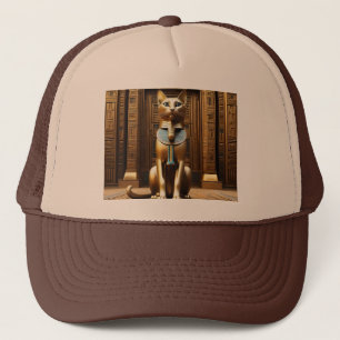 Golden Egyptian Pharaoh Cat Statue, Trucker Hat