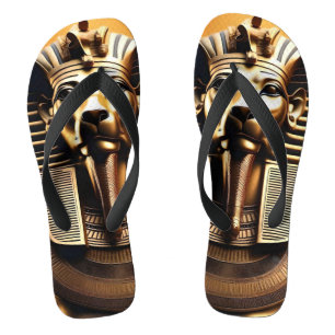 Golden Egyptian Pharaoh Lion, Flip Flops