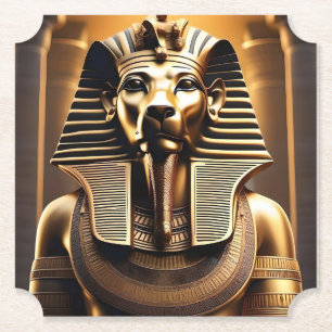 Golden Egyptian Pharaoh Lion, Paper Coaster