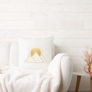Golden Egyptian Pyramids and Sun Cushion