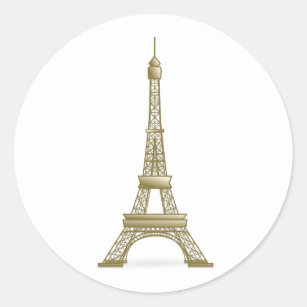 Golden Eiffel Tower Classic Round Sticker