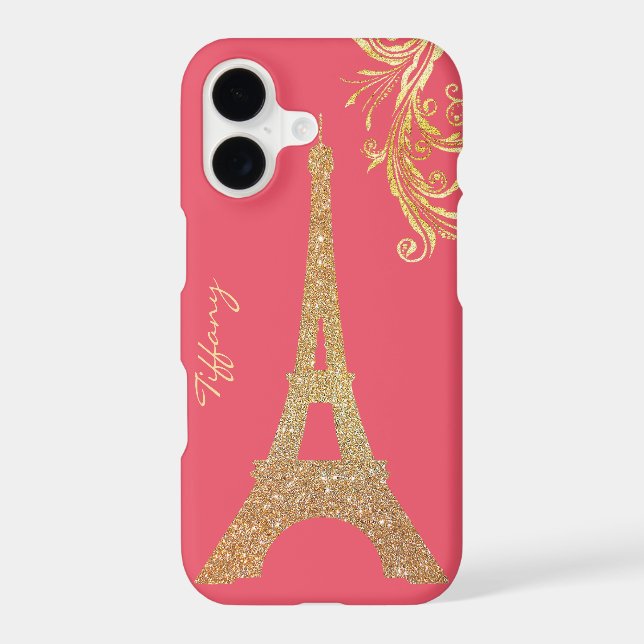 Golden Eiffel Tower Custom iPhone 7 Case (Back)