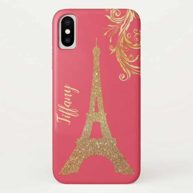 Golden Eiffel Tower Custom iPhone X Case (Back)