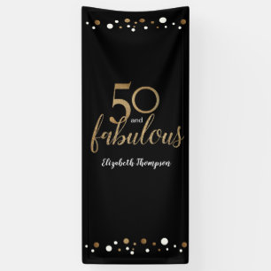 "Golden Elegance: 50 & Fabulous Personalised Birth Banner