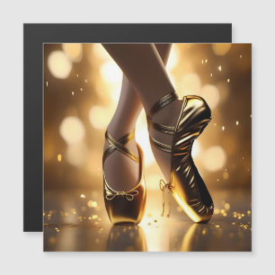 Golden Elegance: Ballerina Shoes on Gold Bokeh