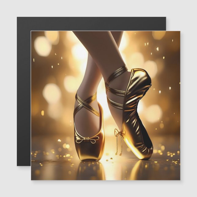 Golden Elegance: Ballerina Shoes on Gold Bokeh (Front/Back)