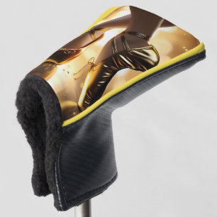 Golden Elegance: Ballerina Shoes on Gold Bokeh Golf Head Cover