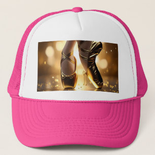 Golden Elegance: Ballerina Shoes on Gold Bokeh Trucker Hat