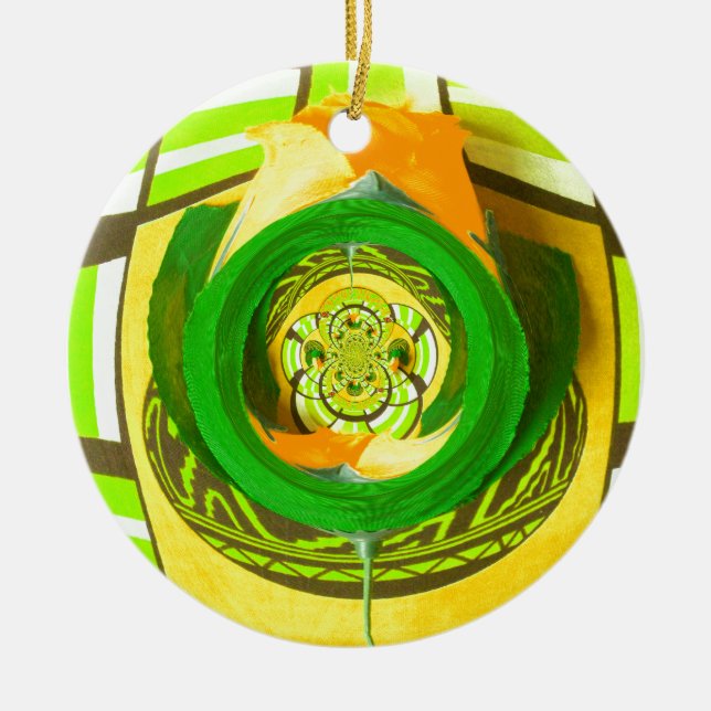 Golden Elegance: Beautiful African Yellow Rose Art Ceramic Tree Decoration (Front)