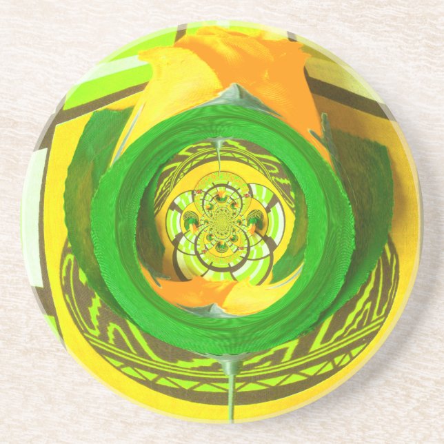 Golden Elegance: Beautiful African Yellow Rose Art Coaster (Front)