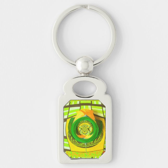 Golden Elegance: Beautiful African Yellow Rose Art Key Ring (Front)
