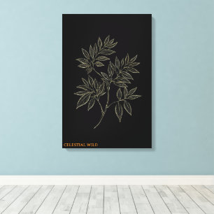 Golden Elegance Branch Fine Art Canvas Print