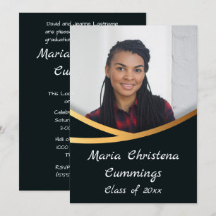 Golden Elegance Class Of Photo Graduation Invitation