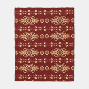 Golden Elegance: Classic Oriental Pattern. Fleece Blanket