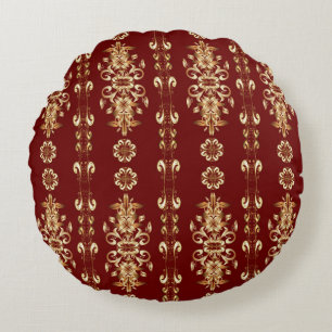 Golden Elegance: Classic Oriental Pattern. Round Cushion
