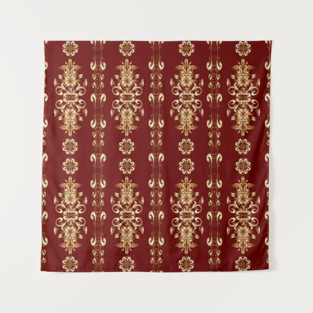 Golden Elegance: Classic Oriental Pattern. Tapestry (Front)